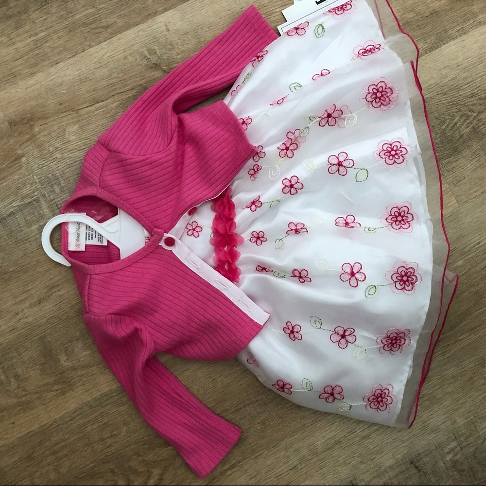 White embroidered dress with cardigan